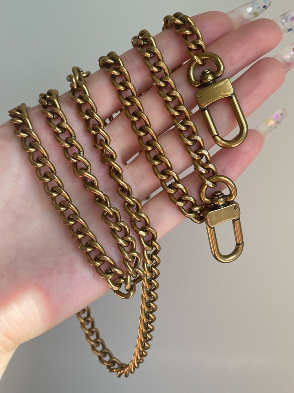 🆕 Antique Gold Tone Purse Chain Strap – High Quality Brass Chain
